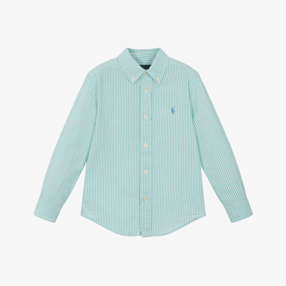 Ralph Lauren-Boys Emerald Seersucker Striped Top | Childrensalon Outlet