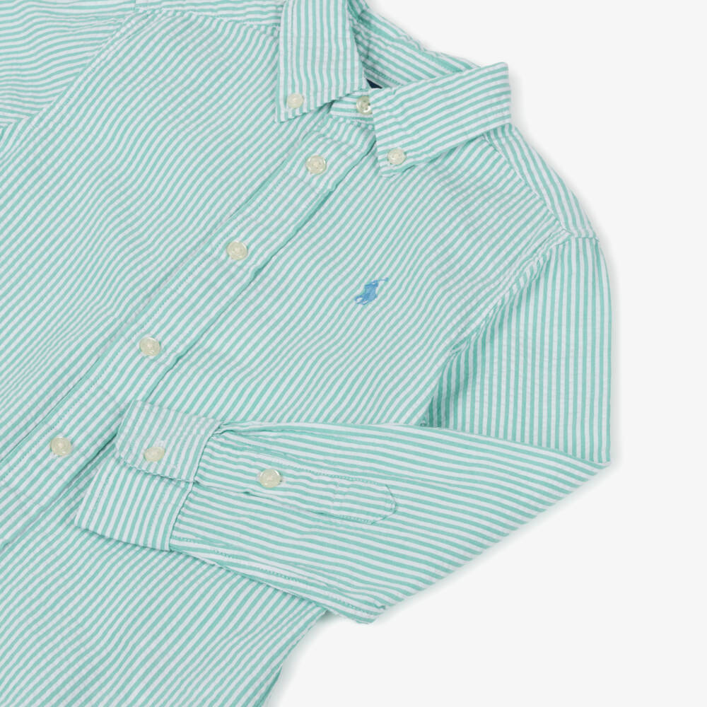 Ralph Lauren-Boys Emerald Seersucker Striped Top | Childrensalon Outlet