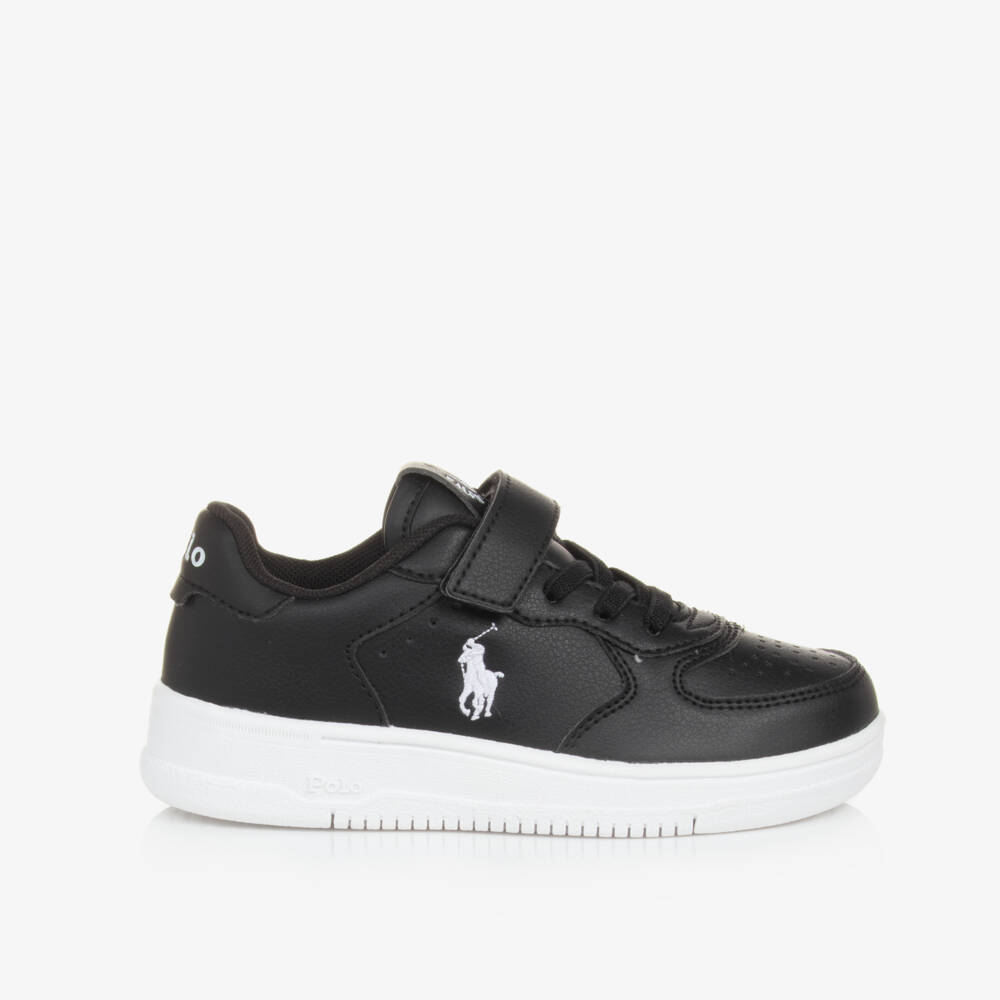 Ralph Lauren-Boys Faux Leather Black Trainers | Childrensalon Outlet