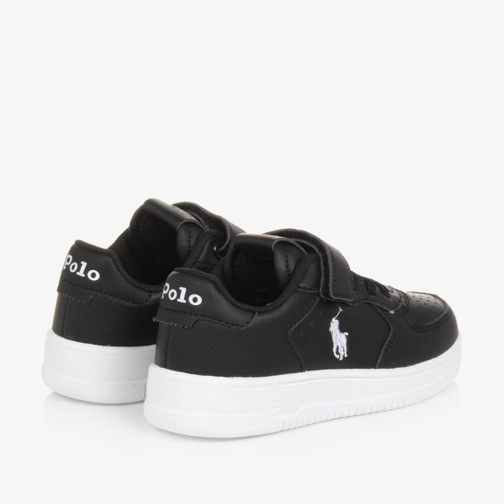 Ralph Lauren-Boys Faux Leather Black Trainers | Childrensalon Outlet