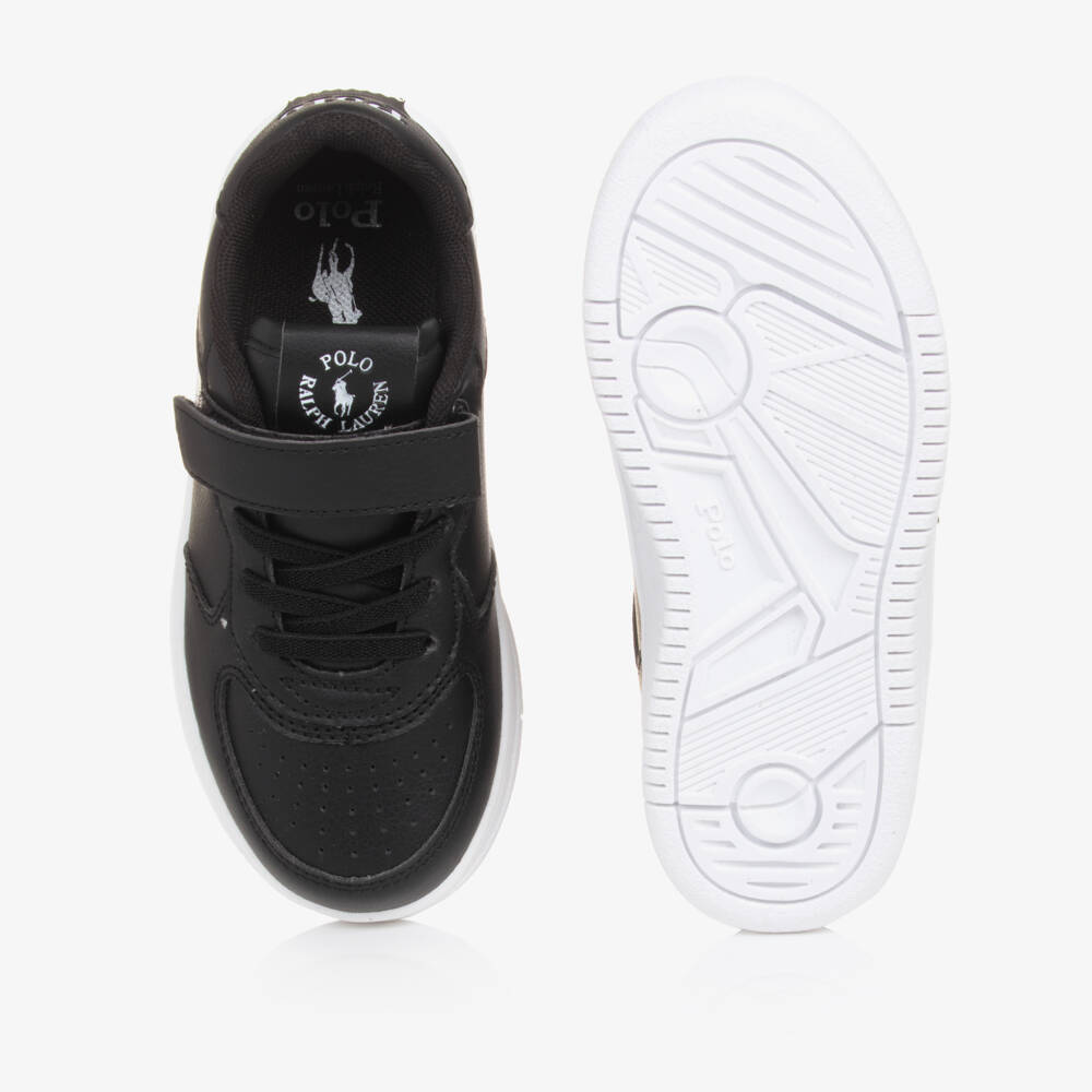 Ralph Lauren-Boys Faux Leather Black Trainers | Childrensalon Outlet