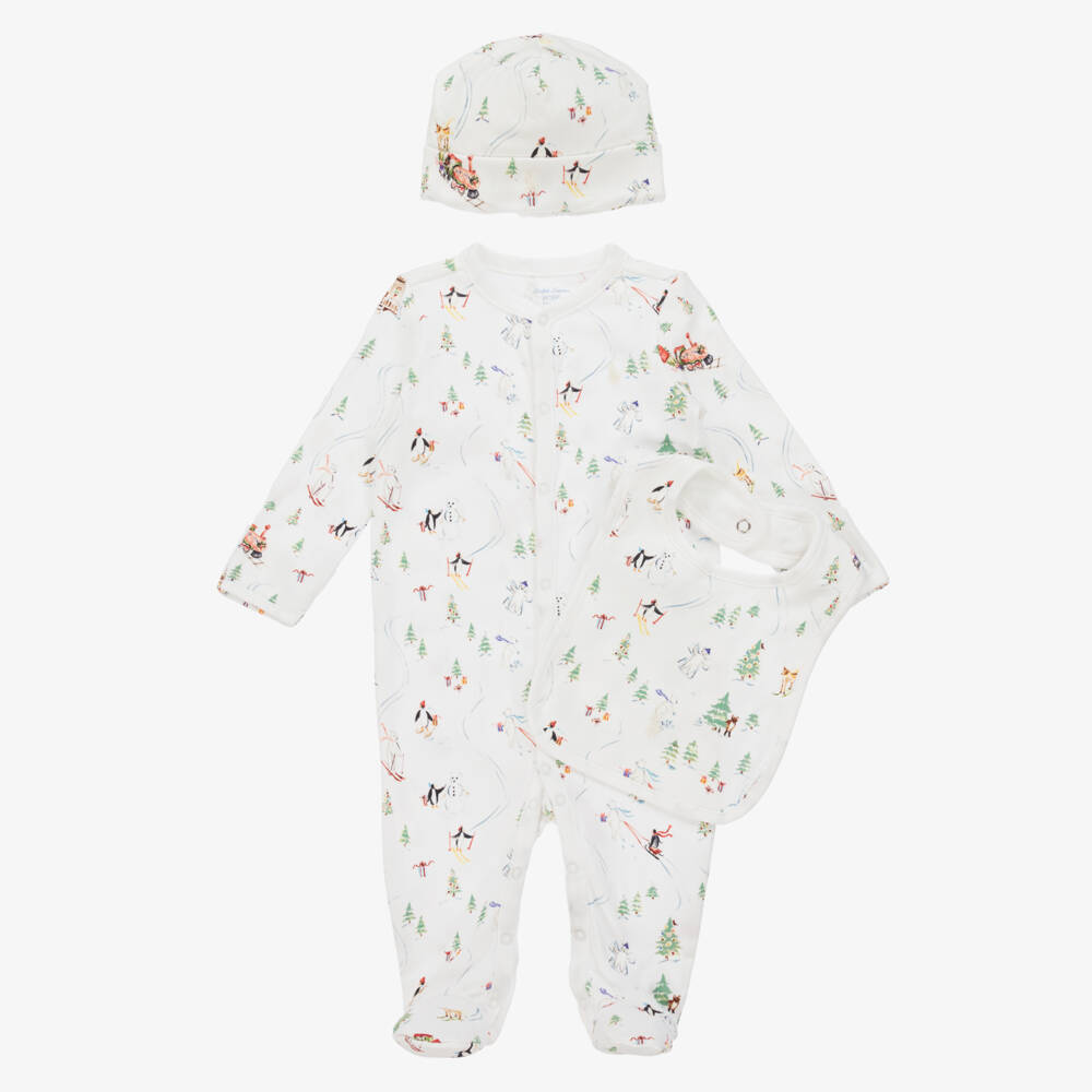 Ralph Lauren-طقم هدية أفرول قطن لون أبيض للمواليد | Childrensalon Outlet