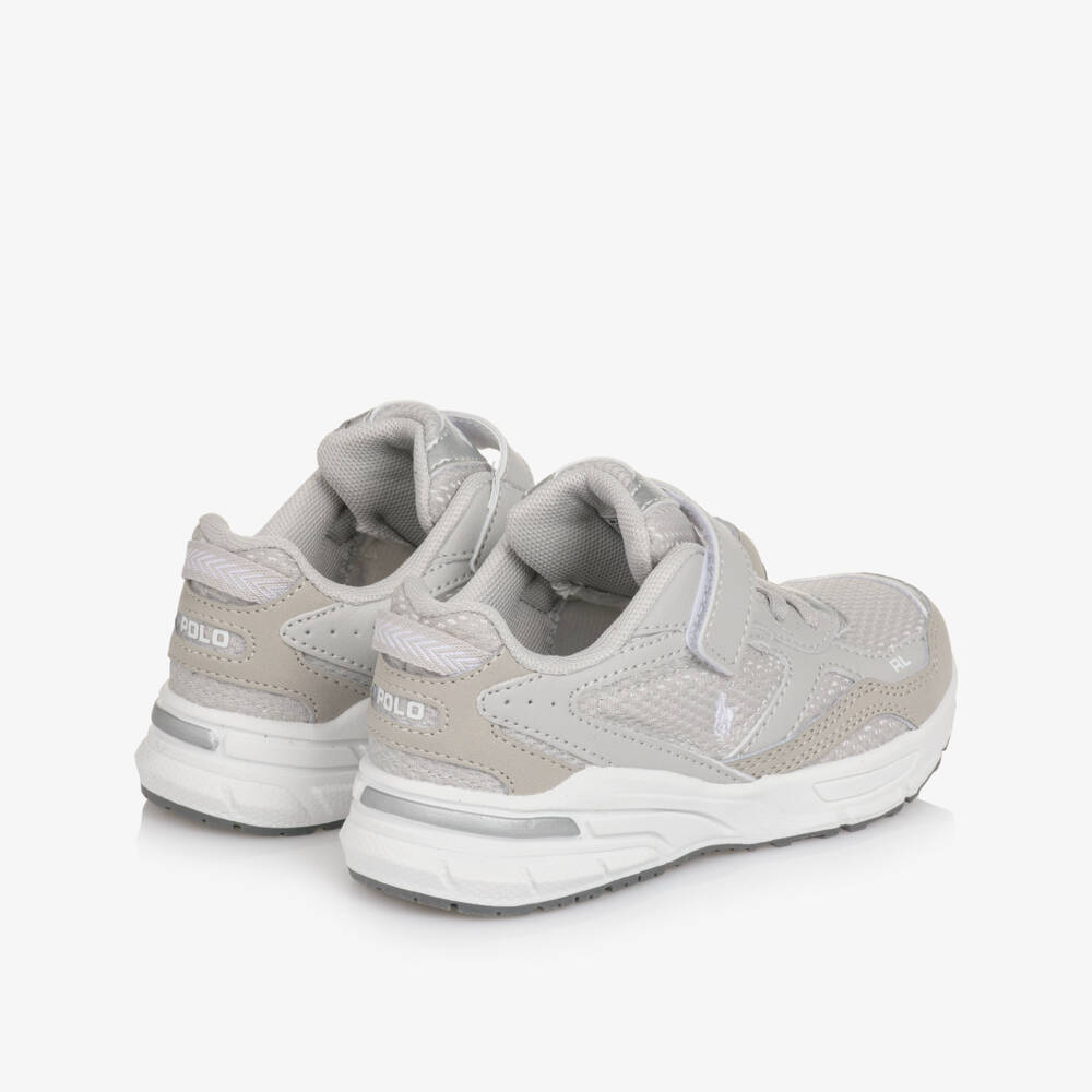 Ralph Lauren-Boys & Girls Grey Mesh & Faux Leather Velcro Trainers | Childrensalon Outlet