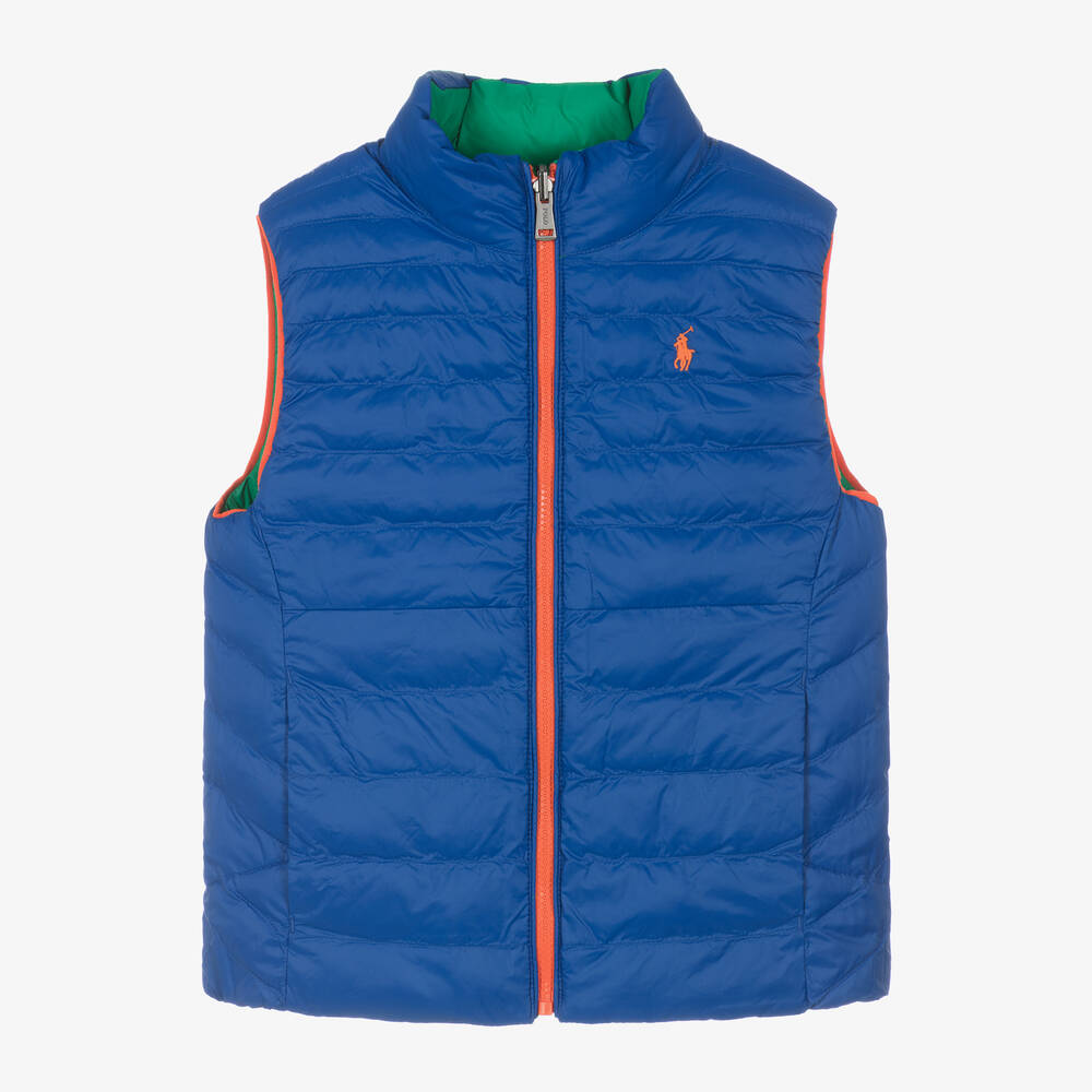Ralph Lauren-Boys Green & Blue Reversible Puffer Gilet | Childrensalon Outlet