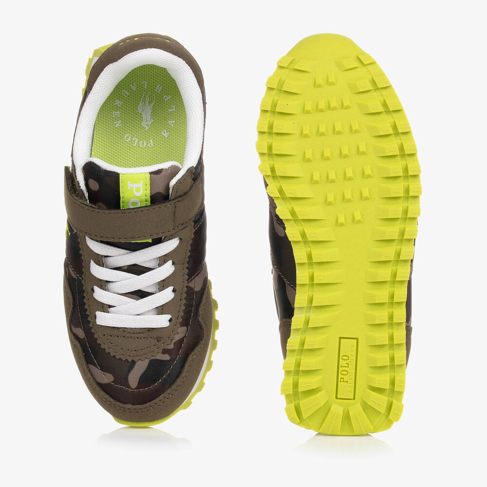 Polo Ralph Lauren Boys Green Camouflage Logo Trainers