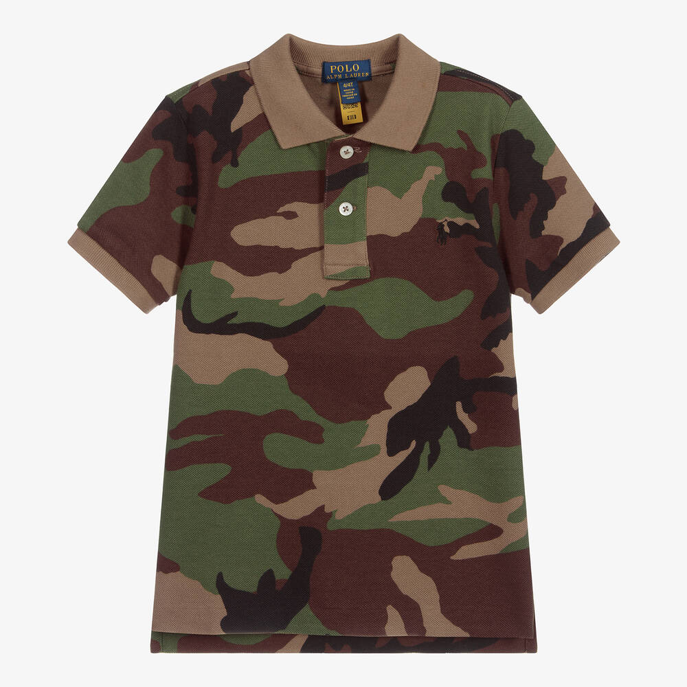 Polo Ralph Lauren - Grünes Camouflage-Poloshirt (J) | Childrensalon