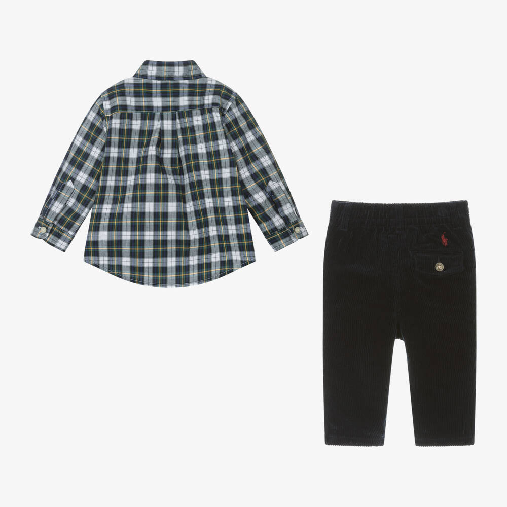 Ralph Lauren-Boys Green Check Cotton Outfit | Childrensalon Outlet