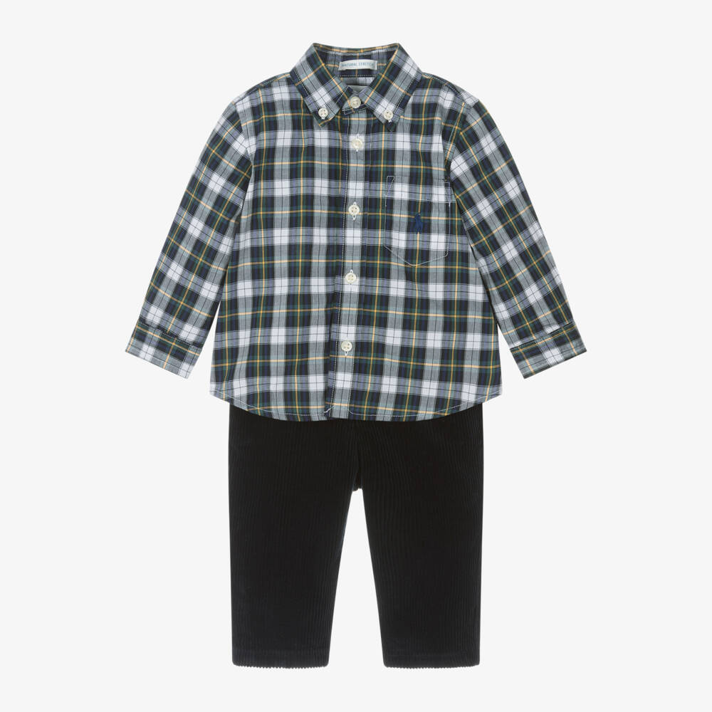 Ralph Lauren-Boys Green Check Cotton Outfit | Childrensalon Outlet