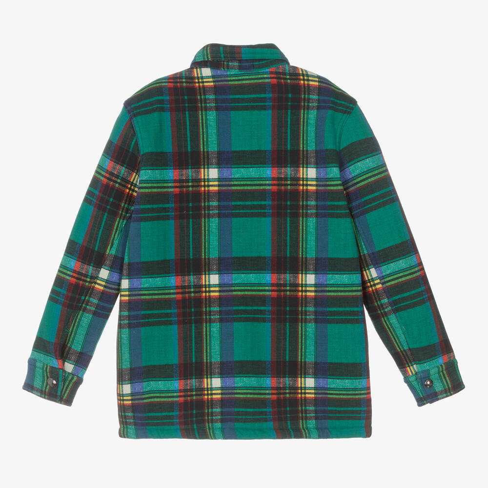 Polo Ralph Lauren-Boys Green Checked Shacket | Childrensalon Outlet