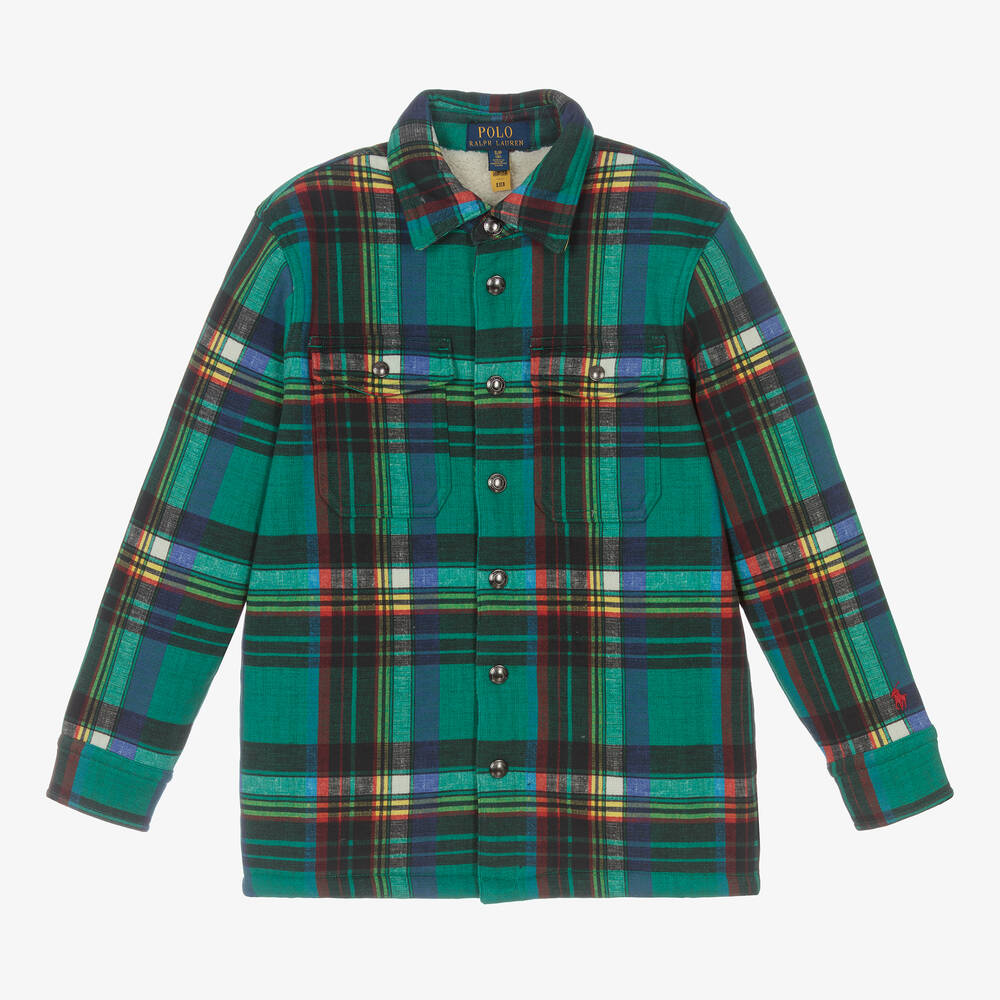 Polo Ralph Lauren - Boys Green Checked Shacket | Childrensalon