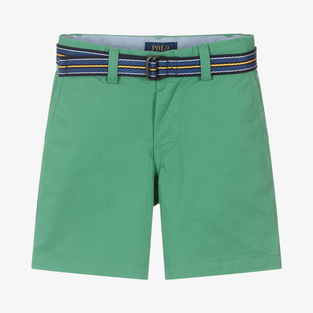 Ralph Lauren - Boys Green Cotton Chino Shorts | Childrensalon