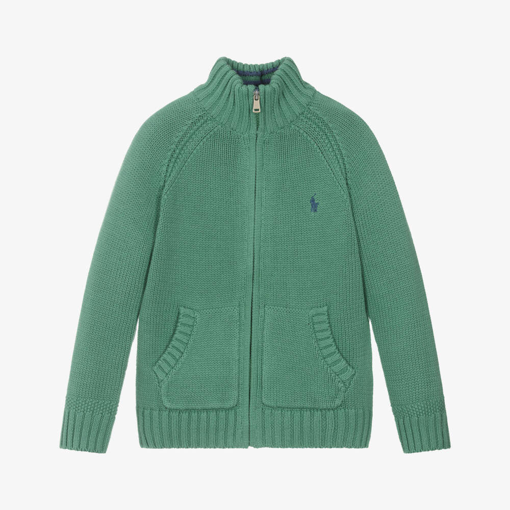 Ralph Lauren-Уютный зеленый хлопковый топ на молнии для мальчиков | Childrensalon Outlet