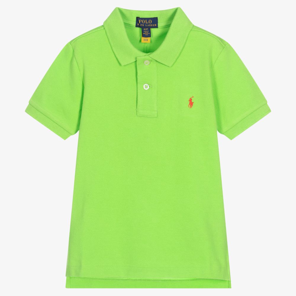 Polo Ralph Lauren - Boys Green Cotton Polo Shirt | Childrensalon