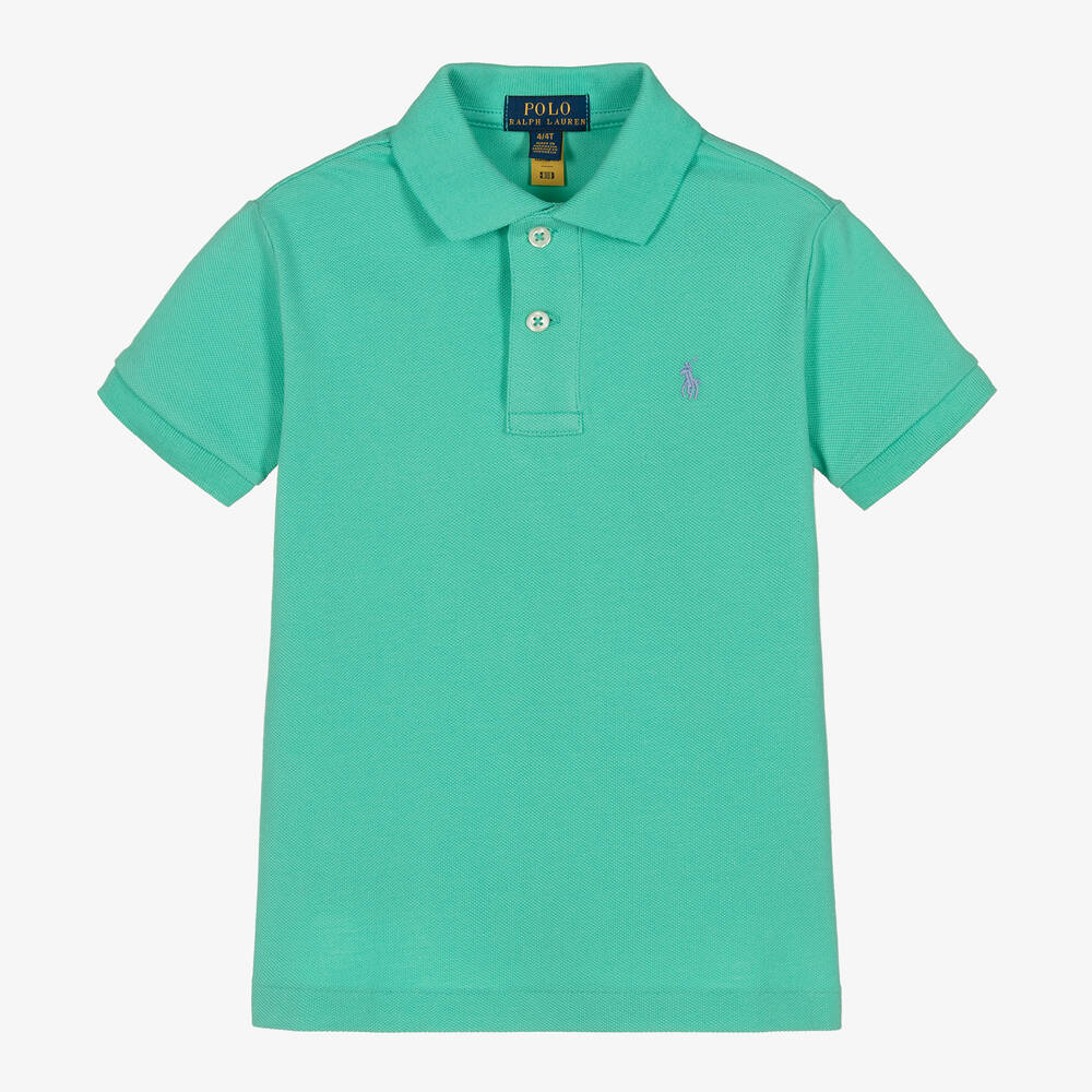 Polo Ralph Lauren - Boys Green Cotton Polo Shirt | Childrensalon
