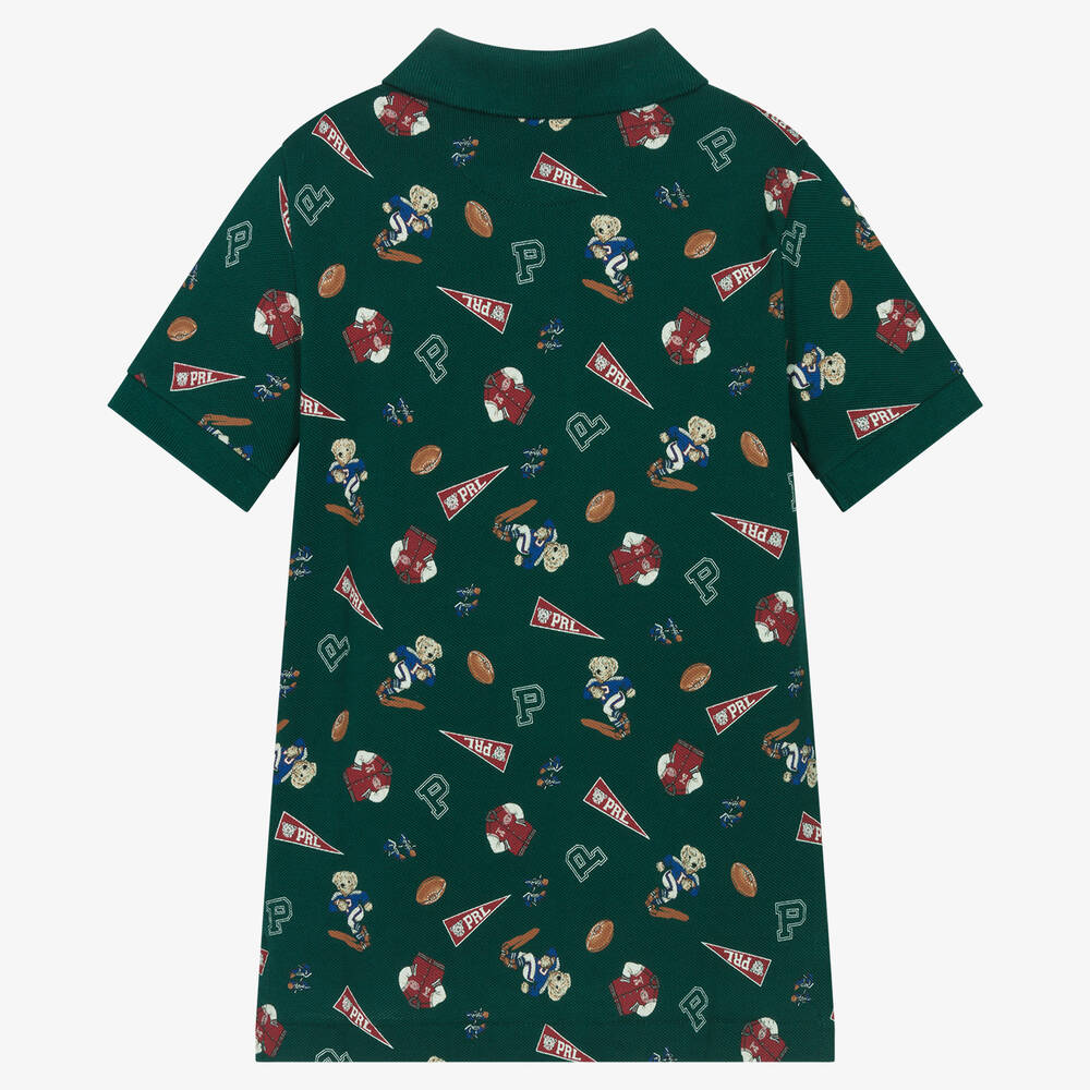 رالف لورين-توب بولو قطن بيكيه لون أخضر داكن للأولاد | Childrensalon Outlet