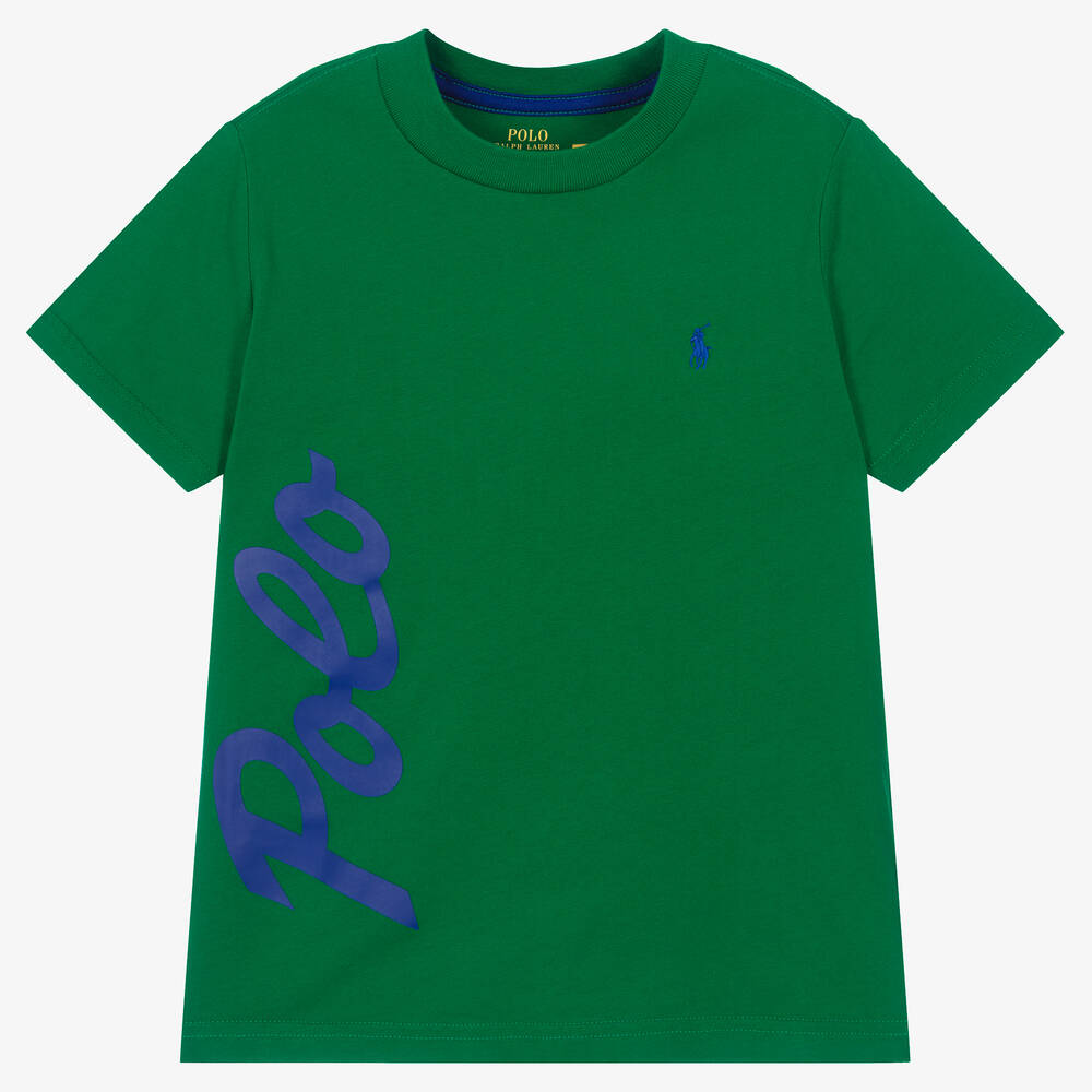 Ralph Lauren - Boys Green Cotton Polo T-Shirt | Childrensalon