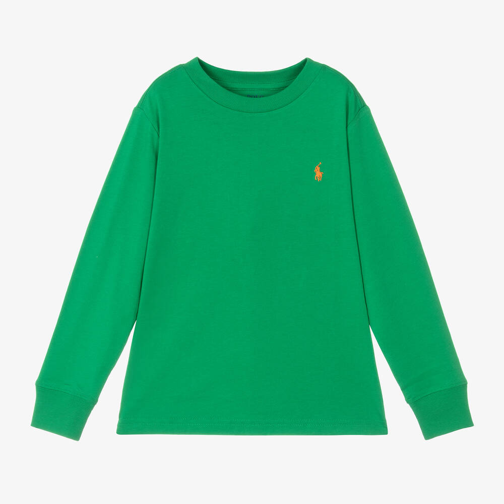 Ralph Lauren-Boys Green Cotton Pony Logo Top | Childrensalon Outlet