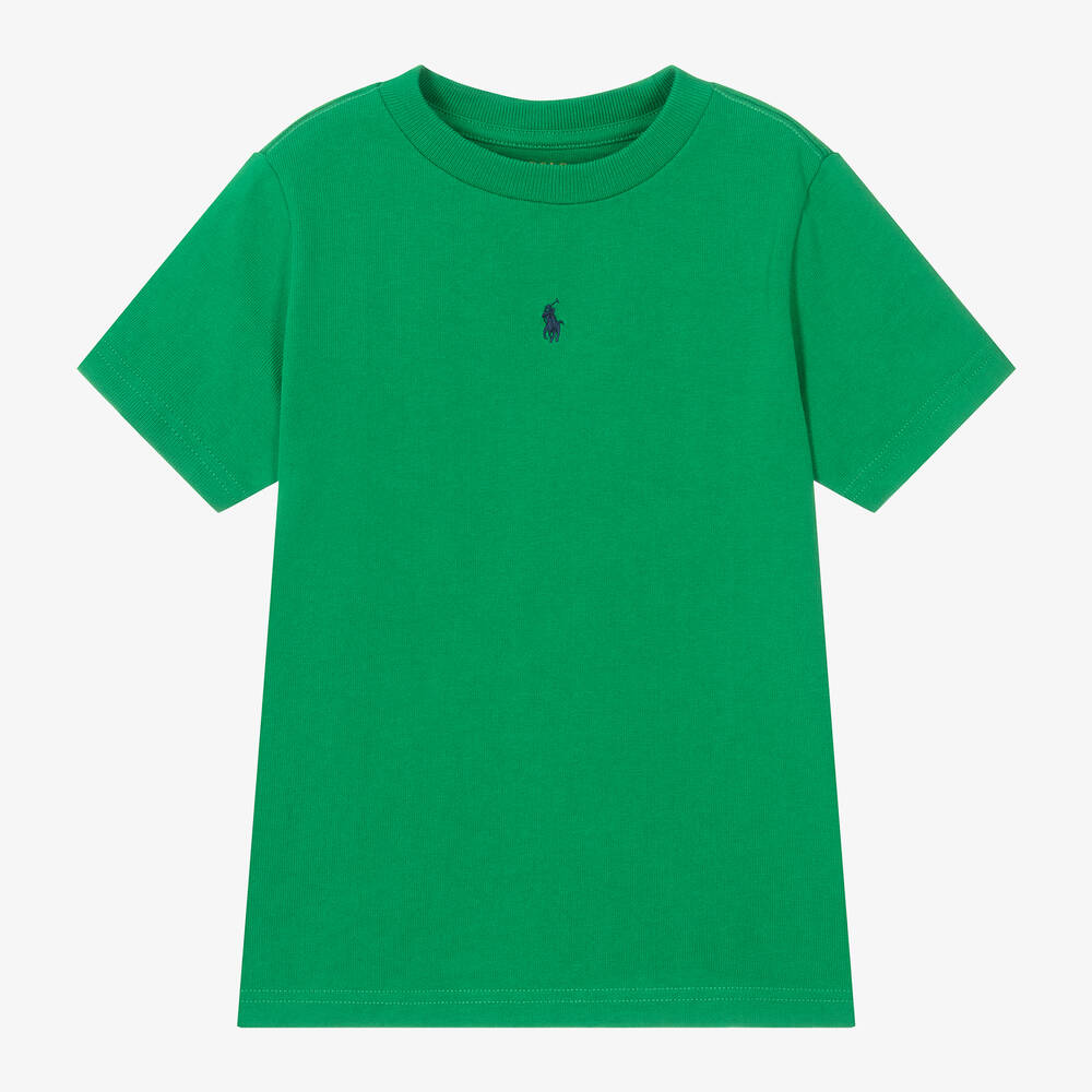 Ralph Lauren-Boys Green Cotton Pony T-Shirt | Childrensalon Outlet