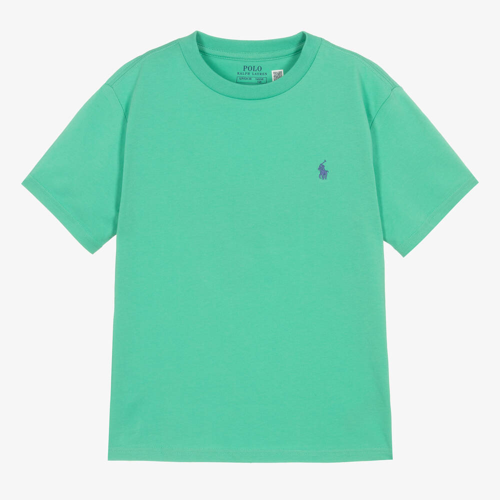 Ralph Lauren - Boys Green Cotton T-Shirt | Childrensalon