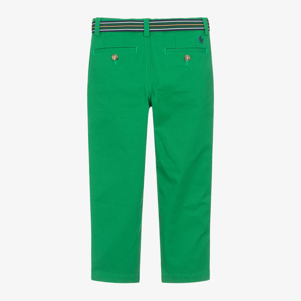 Ralph Lauren Boys Green Cotton Twill Chinos Childrensalon Outlet