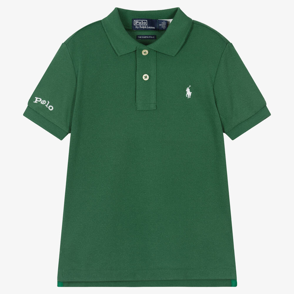 Polo Ralph Lauren - Boys Green Earth Logo Polo Shirt | Childrensalon