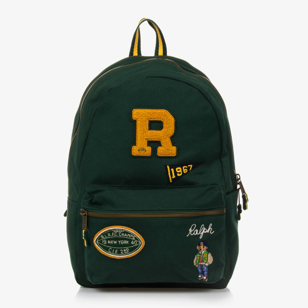 Ralph Lauren-Boys Green Embroidered Bear Backpack | Childrensalon Outlet
