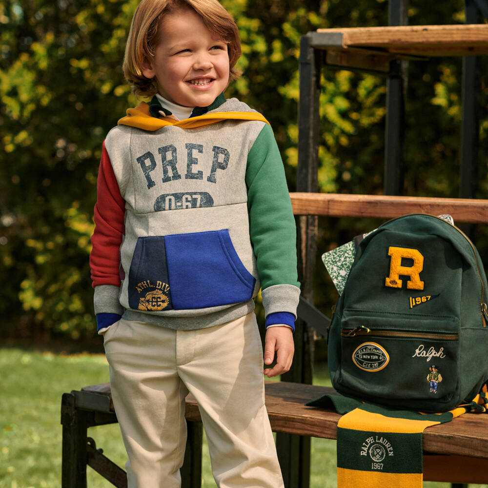 Ralph Lauren-Boys Green Embroidered Bear Backpack | Childrensalon Outlet