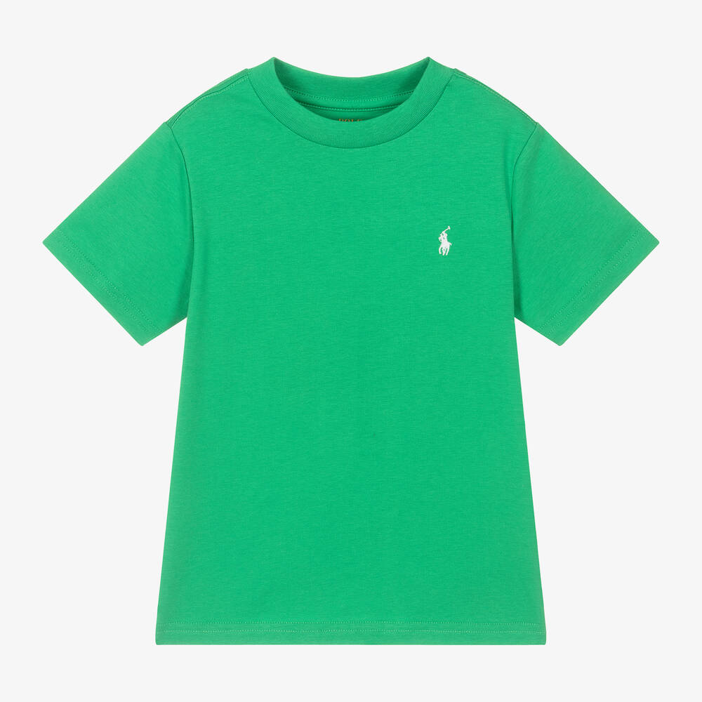 Ralph Lauren-Boys Green Embroidered Pony T-Shirt | Childrensalon Outlet