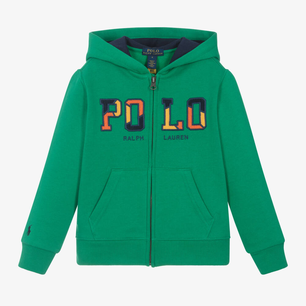 Ralph Lauren-توب بسحاب قطن  لون أخضر للأولاد | Childrensalon Outlet