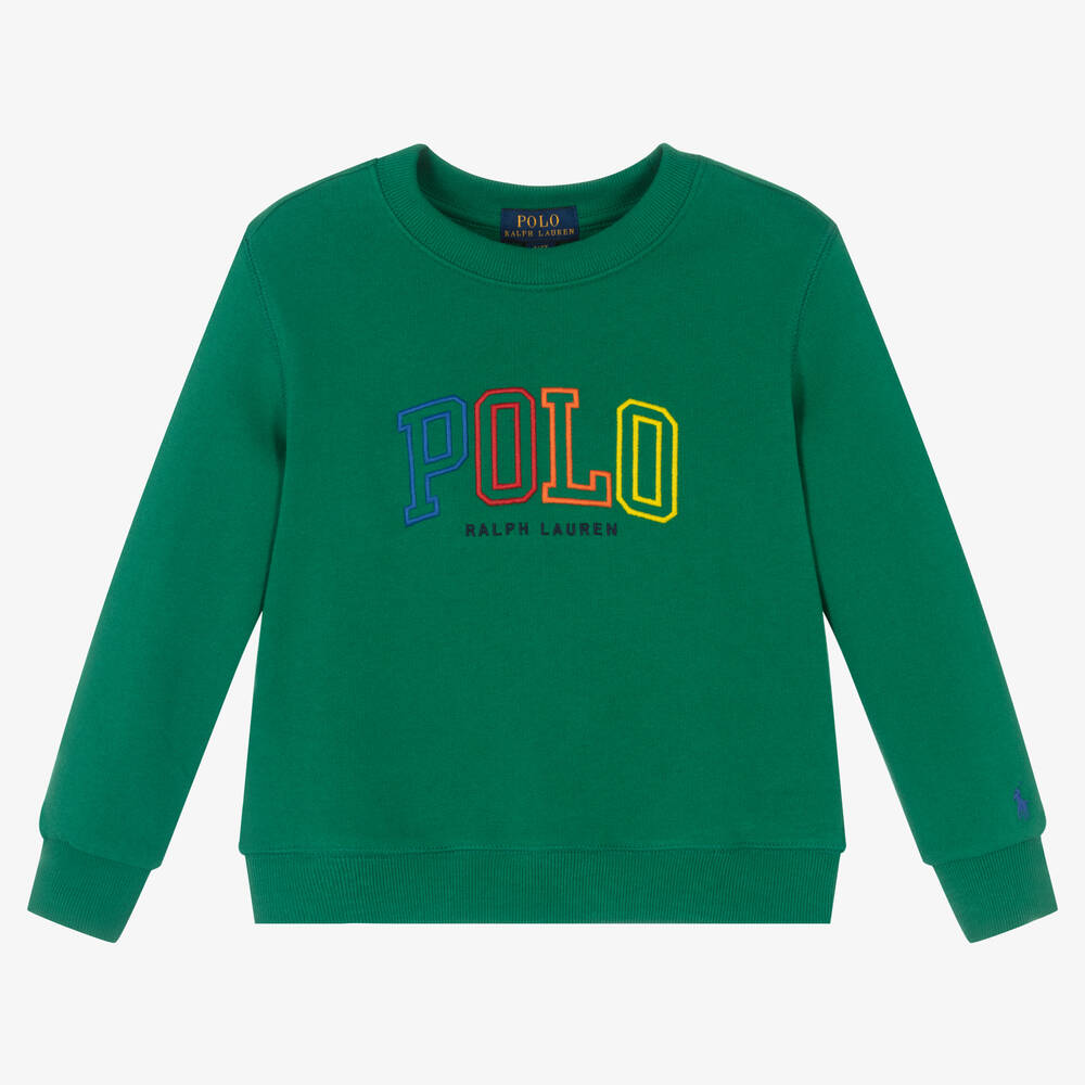 Ralph Lauren - Boys Green Logo Sweatshirt | Childrensalon