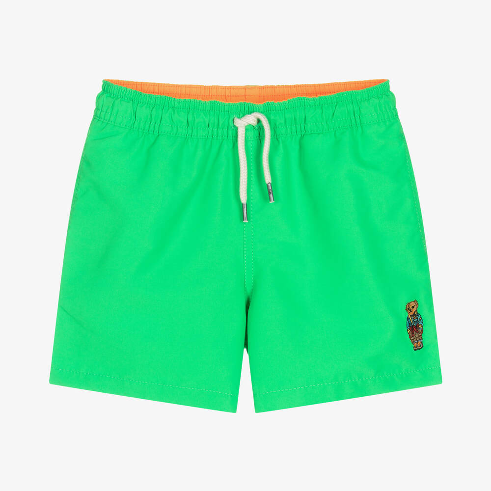 Polo Ralph Lauren - Boys Green Polo Bear Swim Shorts | Childrensalon
