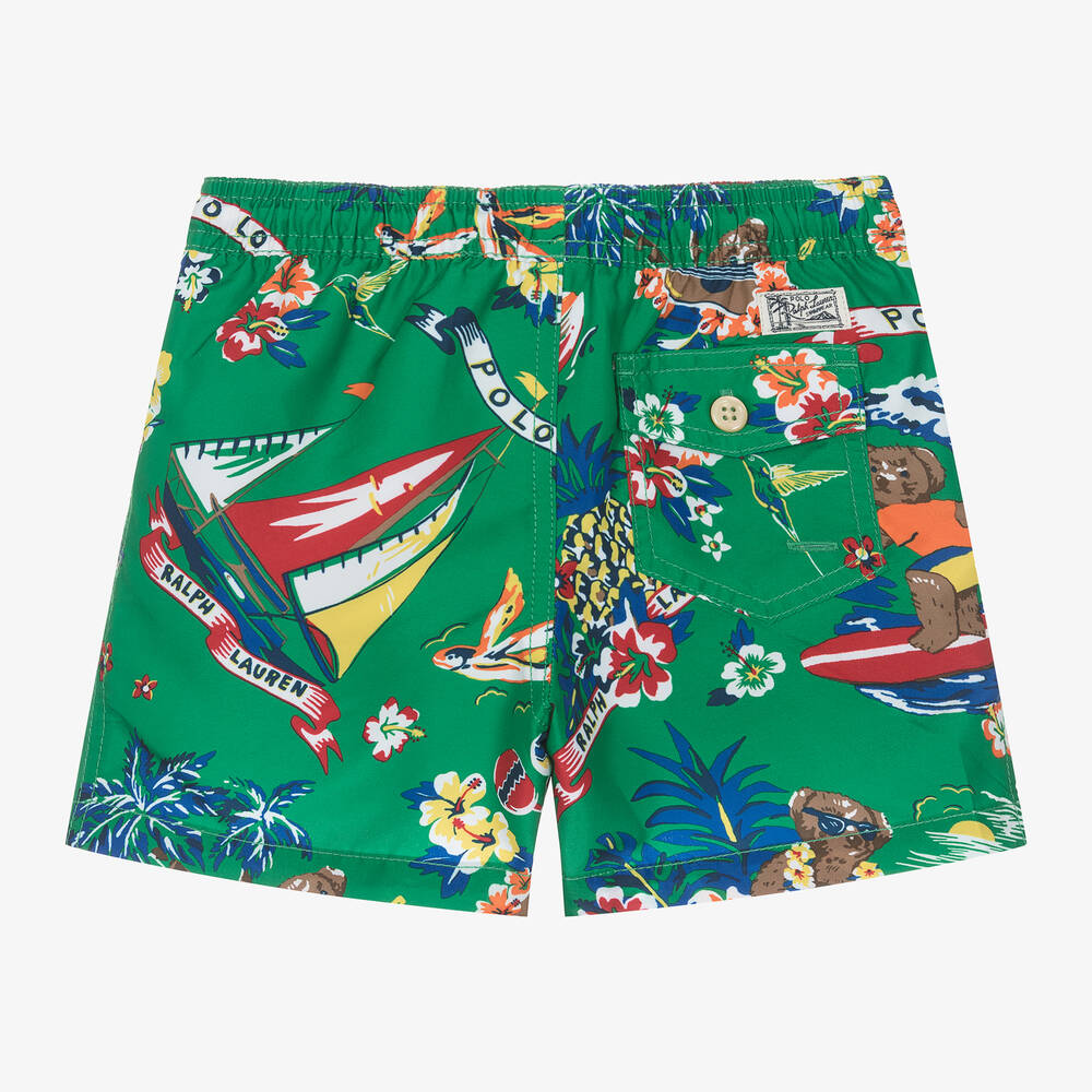 Ralph Lauren Boys Green Polo Bear Swim Shorts