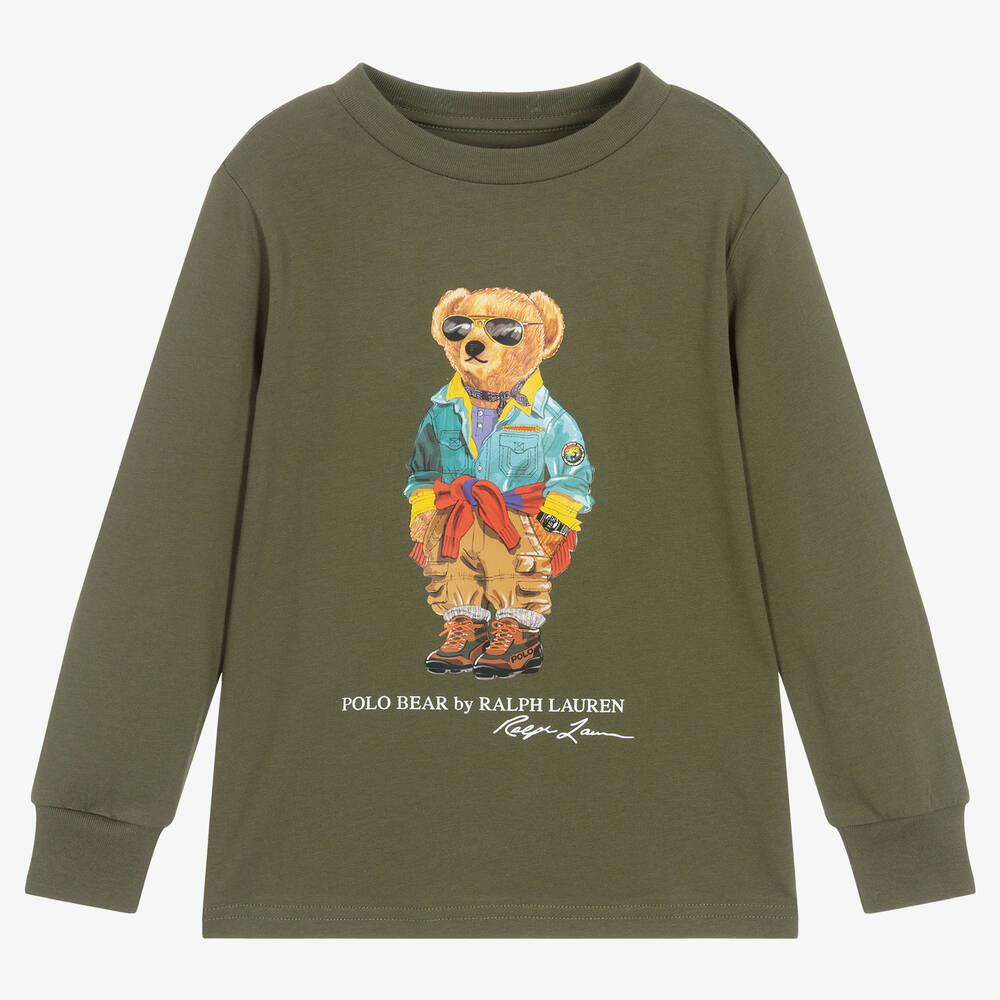 Polo Ralph Lauren - Boys Green Polo Bear T-Shirt | Childrensalon