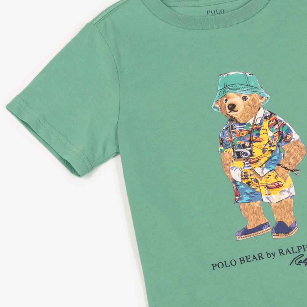 Ralph Lauren-Boys Green Polo Bear Tee | Childrensalon Outlet