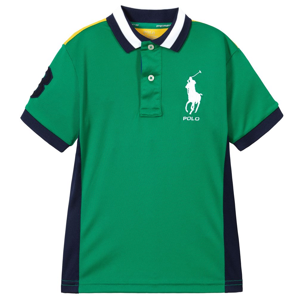 Polo Ralph Lauren - توب بولو جيرسي لون أخضر للأولاد | Childrensalon