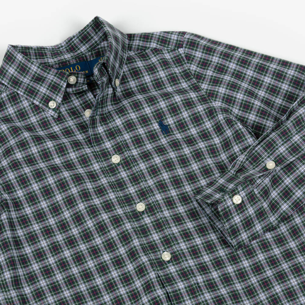 Ralph Lauren-Boys Green & Purple Checked Cotton Shirt | Childrensalon Outlet