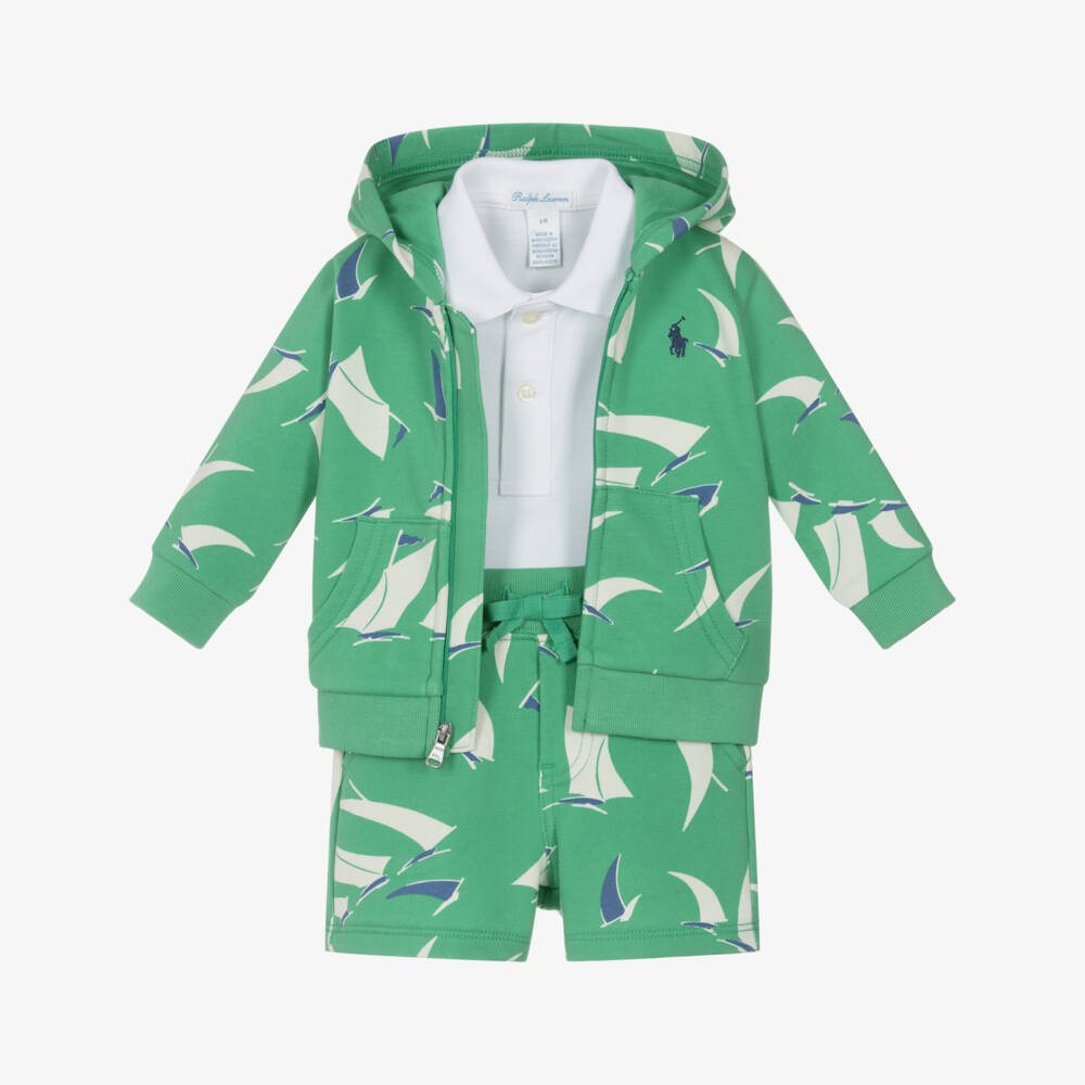 Ralph Lauren-Boys Green Sailor Cotton Ensemble | Childrensalon Outlet