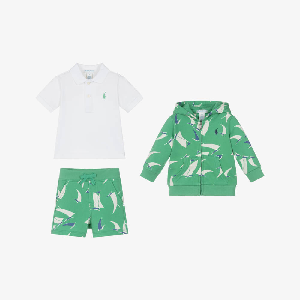 Ralph Lauren-Boys Green Sailor Cotton Ensemble | Childrensalon Outlet