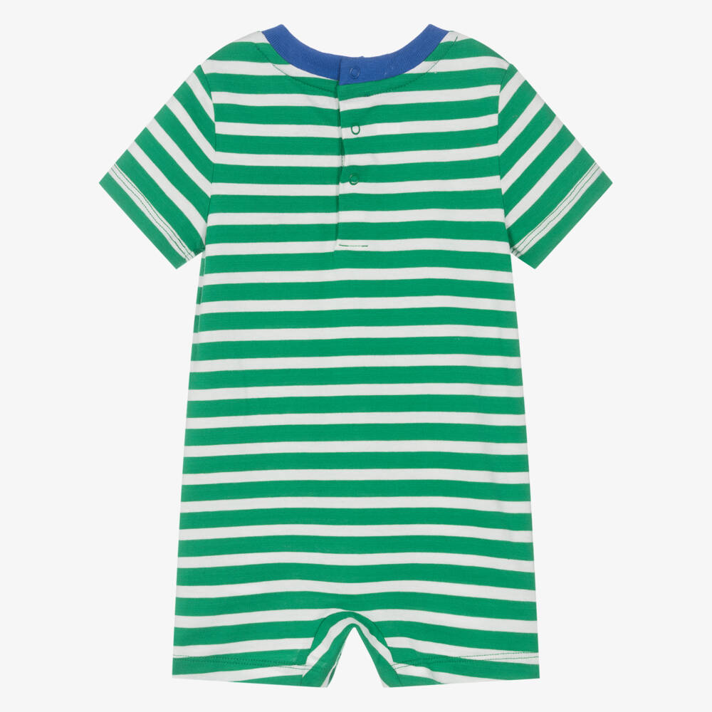 Ralph Lauren-Boys Green Striped Cotton Romper | Childrensalon Outlet