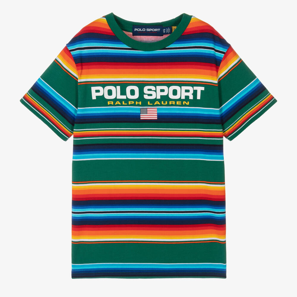 Polo Ralph Lauren - Grünes, gestreiftes T-Shirt (J) | Childrensalon