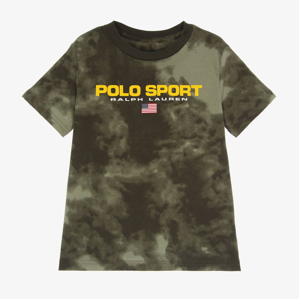 Polo Ralph Lauren - Зеленая футболка с эффектом тай-дай | Childrensalon