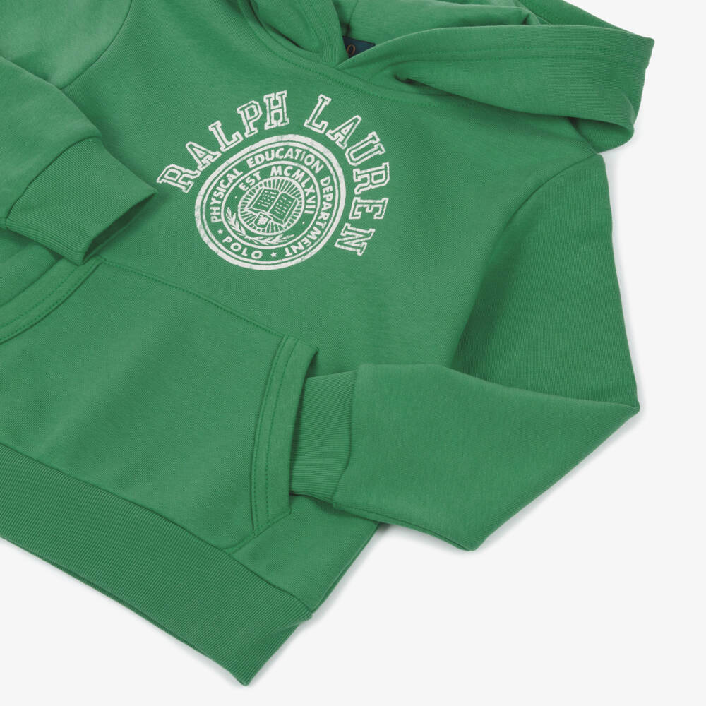 Ralph Lauren-Худи из хлопка в стиле колледж для мальчиков зелёный | Childrensalon Outlet