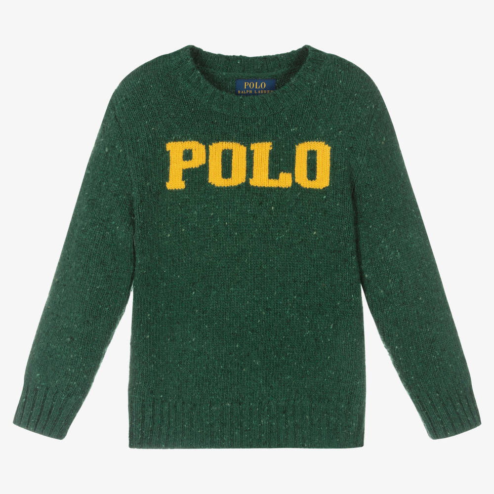 Polo Ralph Lauren Boys Green Wool Logo Jumper Childrensalon Outlet