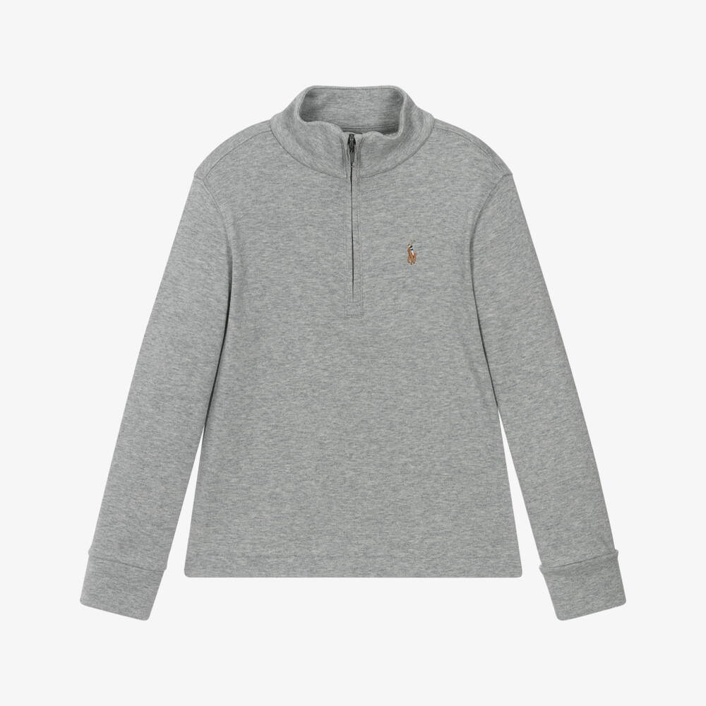 Ralph Lauren-Серый хлопковый свитшот на молнии для мальчиков | Childrensalon Outlet