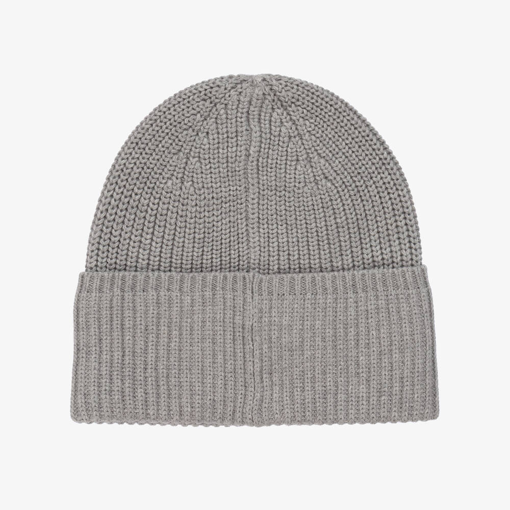 Ralph Lauren-Boys Grey Cotton Knit Beanie Hat | Childrensalon Outlet