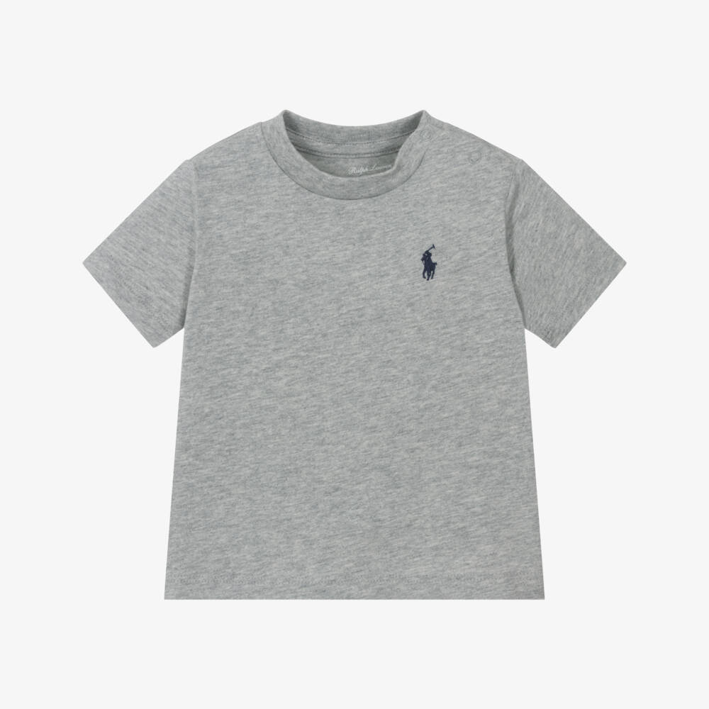Ralph Lauren-Футболка из серого хлопка с логотипом для мальчиков | Childrensalon Outlet