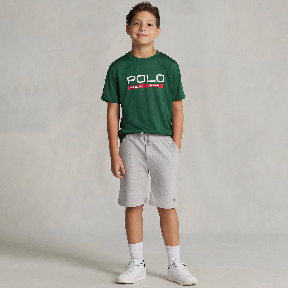 Polo Ralph Lauren-Boys Grey Cotton Piqué Shorts | Childrensalon Outlet