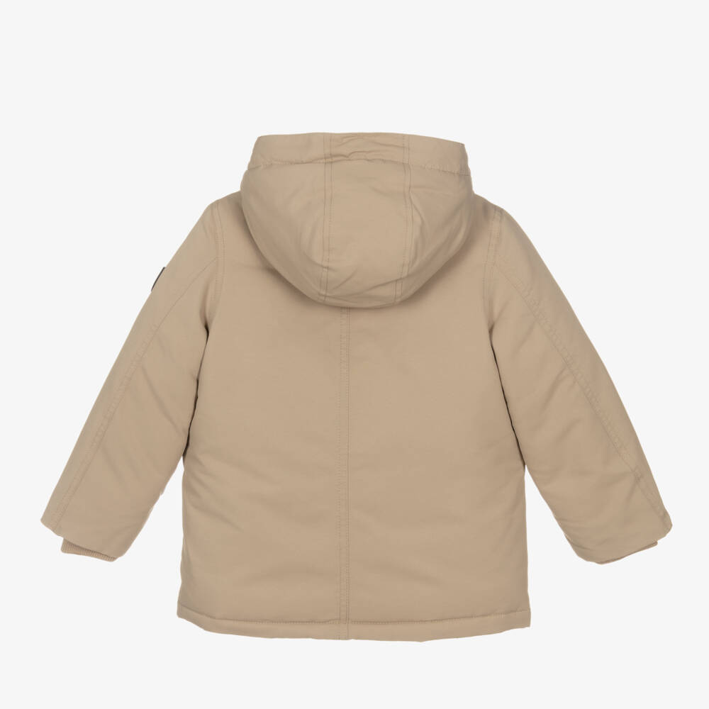 Ralph Lauren-Boys Hooded Beige Down Coat | Childrensalon Outlet