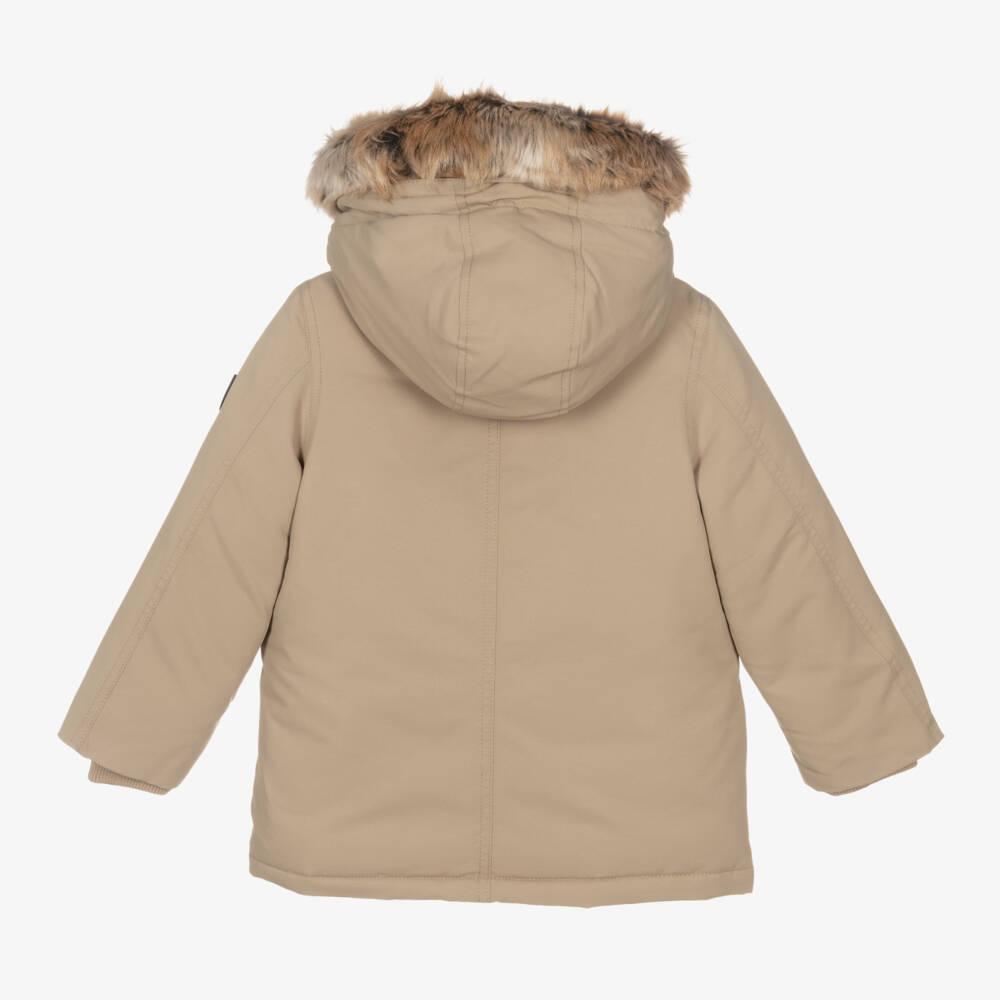 Ralph Lauren-Boys Hooded Beige Down Coat | Childrensalon Outlet