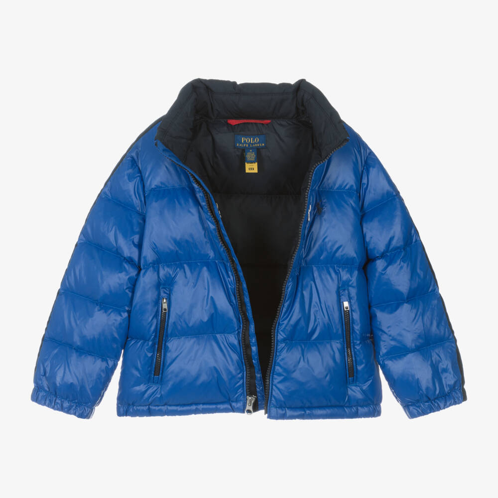 Ralph Lauren-Boys Hooded Blue Puffer Coat | Childrensalon Outlet